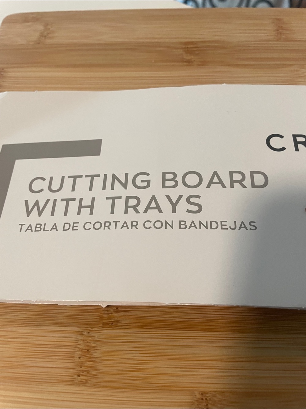 Crofton Bamboo Cutting Board with 4 Black Trays - Natural Bamboo - Picture 2 of 11